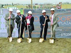Members of the Broadmoor Heritage Plaza development team and Strathcona County hold a ground breaking ceremony for the $22 million, 73,000 square feet retail project last October. Michael Di Massa/Sherwood Park News/QMI Agency