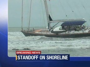 An 82-foot Californian luxury sailboat was stolen from its Sausalito anchorage north of the Golden Gate Bridge. (ABC News screengrab)