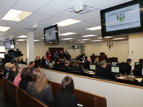 An inside peek at the hearing room for the Elliot Lake inquiry. Photo by DAVID BRIGGS/FOR THE STANDARD