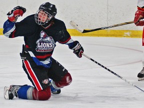 DARRYL G. SMART, The Expositor

Assumption's Mike Stefanelli celebrates after scoring the winning goal on Resurrection Phoenix goalie Mason Liete on Tuesday at the CWOSSA boys hockey AAAA tournament in Kitchener.