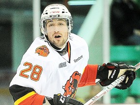 Belleville Bulls forward Carter Sandlak is coming off a three-point game in a 5-4 O.T. loss to Niagara last Saturday. (OHL Images.)