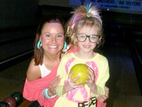 Big Brothers Big Sisters Kincardine participated in the annual Bowl For Kids Sake on March 2-3, 2013. The event featured an 80’s theme this year, and is the organization’s top fundraiser, bringing in a total of $32,500 to help mentor kids in the Kincardine area. Here, Kelly McDonald and Shaelyn Ambeau of the Municipality of Kincardine Team were dressed to bowl in their funky outfits. (JOHN F. ADAMS/KINCARDINE NEWS FREELANCE)