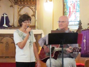 Tess and Joe Achtemichuk performed a selection of gospel tunes during a Lenten noon time concert at St. Mary's Anglican Church in Portage la Prairie, Wednesday. (ROBIN DUDGEON/PORTAGE DAILY GRAPHIC/QMI AGENCY)