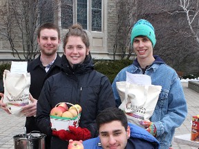 Meal in a Bag participants, Jesse Cranin, (front) and (from left) Aiden Dorosz, Clay MacLeod of Baycrest Farms and Bronwyn Corrigan.
Ian MacAlpine The Whig-Standard