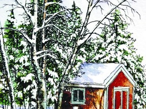 The Shed, by artist Gayle Yanch is among more than 50 miniature works of art in a variety of mediums in a month-long miniature art exhibition at the Art Gallery of Lambeth.