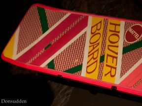A hoverboard from the movie, Back to the Future.