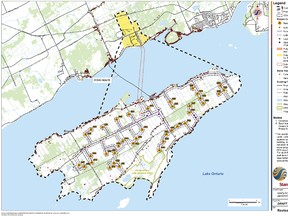 A map of Amherst Island from the Revised Draft Site Plan by Windlectric.