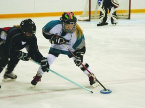 Alyssa McLeod of the Portage Thunder (Owens) U12 Ringette team during action earlier this year. The Thunder won bronze in their league playoffs. (Submitted photo)