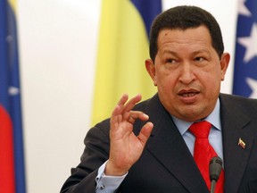 Venezuela's President Hugo Chavez attends a news conference in Kiev, October 18, 2010. (REUTERS/Konstantin Chernichkin)