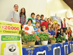 Our Lady of Sorrows’ campaign to win $20,000 for an outdoor classroom through the Majesta Trees of Knowledge contest has been spearheaded and organized by Mark Sokolski’s Grade 6 class, pictured here following a school assembly encouraging everyone to vote for their cause. It is hoped everyone will vote daily once the contest opens on March 18. Back row, from left: Sydney Ventress, Merranda Leeck, Thomas Tarzwell, Russell Burger, Jacob Quilty, Owen Cummings, Colin Brunette, Catherine Bell, Eryn Buchanan and teacher Mark Sokolski. Front row, from left: Daniel St. Martin, Nicholas Rose, Catherine Brennan, Morgan Campbell, Zachary Turcotte, Hayden Junop, Cole Fowler, Mackenzie Ruiters, Leah Guerard, Reegan Turcotte and Julia Tedford. For more community photos please visit our website photo gallery at www.thedailyobserver.ca.