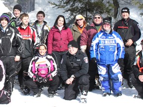 After the open water demonstrations and lunch students, volunteers and local emergency service group members gathered for a quick group photo before hitting the trails home. 
Photo by Dawn Lalonde/The Mid-North Monitor/QMI Agency