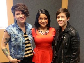 Examiner columnist Ziyah Karmali poses for a picture with Calgary-born musicians Tegan and Sara. PHOTO SUPPLIED