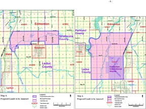 Map of the Leduc County land Edmonton is proposing to annex. PHOTO SUPPLIED