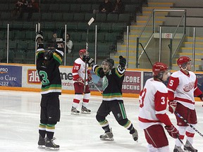 The Sherwood Park Knights are off to a 1-0 lead in their Capital Junior B Hockey League semifinal series against the North Edmonton Red Wings after a 5-3 victory on Tuesday night at the Arena. The winner will advance to the league finals, as well as the provincials. Photo by Shane Jones/Sherwood Park News/QMI Agency