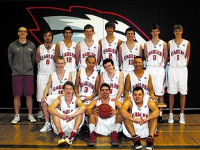 The Strathcona Christian Academy Eagles senior boys basketball team won the Metro League’s City Conference banner. Photo supplied