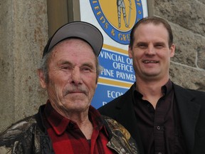 Leeds and Grenville Landowners Association president Shawn Carmichael, right, and Earl Lake are shown in this Recorder and Times file photo.