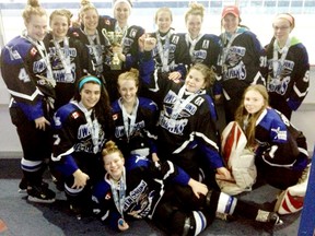 Pictured back row (left to right) Aryn Buchanan (A.P.) Erica Vokes, Gabby Jex, Brie Becker, Miranda Bruce, Madison Ames, Jessica McGregor and Kathryn Schreiber. Middle Row (left to right) Kylie Maue, Kaitlyn DeCaire, Olivia Linklater, Paige Concordia, and front row: birthday girl, and game MVP, Mikayla Whitney. Absent from photo: Callan Yost, Alexis Martin and Delaney Pritchard (A.P).