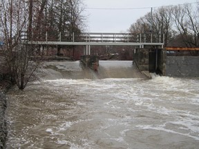 Union Mill dam at the foot of Water Street in Simcoe.  (MONTE SONNENBERG Simcoe Reformer)