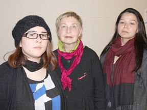 The documentary 'Recovering Love' was screened at Chatham-Kent Children's Services recently. Shown is director and producer Laura Sky, centre, along with two mothers who battled addictions, Grace Good, left, and Annie Akavak. (TREVOR TERFLOTH, The Chatham Daily News)