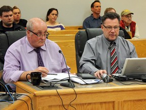 City of Timmins CAO Joe Torlone, left, and manager of tourism, events and communications Guy Lamarche were back a city hall to go over the city's tourism strategy and budget for 2013. Discussion revolved largely around getting hotels and restaurants involved in surveying and documenting visitors to Timmins to get a clearer picture of the city's tourism landscape.