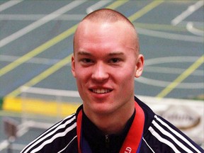 Woodstock Collegiate Institute grad Branden Wilhelm won a gold and silver medal at the 2013 CIS Track and Field championships last week in Edmonton. The second-year University of Windsor track star won gold in the pentathlon and silver in the high jump to help Windsor's men's track team to a second-place finish. (Submitted photo)