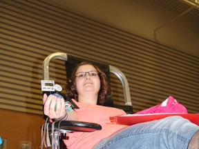 Megan Little of Carrot River was one of the donors that came out to the blood donor clinic in Melfort on March 12.