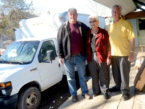 George Thompson, Betty Elder and Don Hartwell are seen here in Stockdale Friday afternoon. Shown behind them is the van they were able to purchase for Hearts for Missions through monetary donations from the community.

Emily Mountney Trentonian