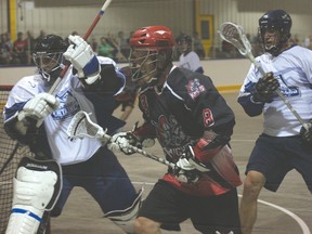 Rockyview Knight Matt Besplug is one of the few right-handers the defending Rocky Mountain Sr. B Lacrosse League champions have on the roster. The Knights drafted high-scoring righty Cody Friesen last month to improve their right side attack.