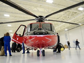 Medical aircraft sit on display at the Alberta Health Services medevac hangar at Edmonton International Airport Wednesday. The new hangar, which includes six temporary hospital-style beds, will be operational on Friday. (Adam Jackson/Daily Herald-Tribune)