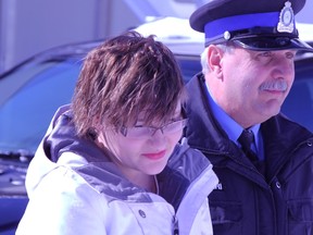 Aleisha Block was escorted from Ontario Superior Court Thursday where she was seeking bail freedom. A decision may be made on Friday. Timmins Times LOCAL NEWS photo by Len Gillis.