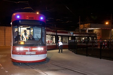 The new streetcar is seen on its maiden voyage from Hillcrest yard to Bathurst Station and back on Thursday. (Supplied photo)