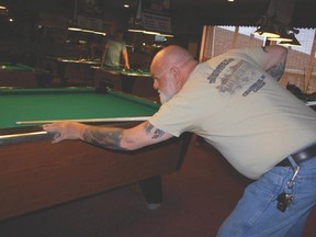 A charity pool tournament in support of the Heart and Stroke Foundation will return to Kincardine for the 17th year, at  Howard Johnson Inn March 22-24. Grant McLean of Guelph kept his eye on the prize during a round of play on March 24, 2012.