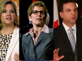 NDP Leader Andrea Horwath, Premier Kathleen Wynne and PC Leader Tim Hudak. (Toronto Sun files)