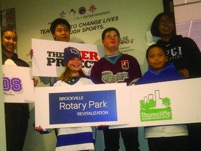 Pictured are the six grant recipients from the MLSE Team-Up Fund contest. Representing Brockville is Rotary Park Revitalization Committee member Tim Ross's granddaughter, Tamara Fox. (SUBMITTED PHOTO)
