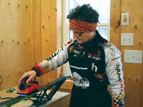 Betsy Lockhart irons out the wax onto her skis at Mount Evergreen in Kenora. Nordic skiing involves almost as much prep work as it does actual skiing.
GRACE PROTOPAPAS/Daily Miner and News