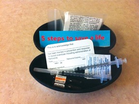 One of the Naloxone kits that are now being distributed to opiate drug users in Kenora from the two needle exchange sites.
