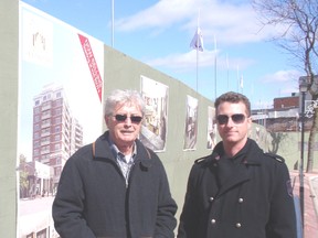Victor Boutin and his son, Jimmy, make a site visit in Chatham this week to launch construction of the long-awaited Boardwalk on Thames high rise condo in downtown Chatham. The $50-million project is 80 per cent sold. (Bob Boughner Photo)