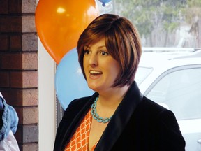 Alex Felsky announced her candidacy to become the local NDP candidate in the next provincial election at Just Friends Coffee Shop in Brantford Friday. (VINCENT BALL The Expositor)