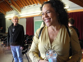 Dawn Tyler Watson mingles with participants before the start of a master class in vocal performance at Algoma University on Saturday, March 16, 2013.