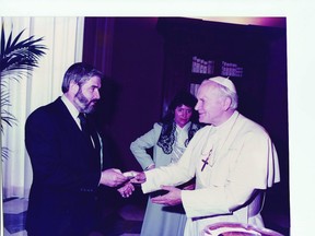 Tom Douglas meets Blessed Pope John Paul II at the Vatican in 1984.