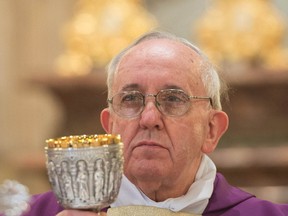 Pope Francis I celebrates mass at the Vatican on Sunday, March 17, 2013.