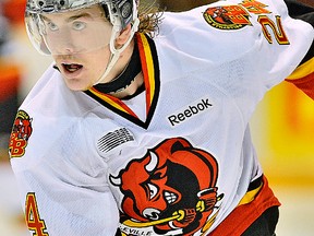 Bulls forward Garrett Hooey enjoyed a two-goal night as Belleville wrapped up the OHL regular season with a 5-2 win over the Sudbury Wolves, Saturday at Yardmen Arena. (OHL Images)