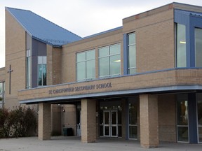 Sarnia's St Christopher secondary school, pictured here, ranked 121 out of 719 schools, according to the Fraser Institute. (Observer file photo)