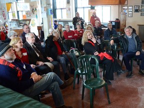 Wayne Easter Liberal MP for Malpeque, P.E.I., addresses members of the Bruce Grey Owen Sound Federal Liberal Association and others during an appearance at the Owen Sound Farmers' Market on Saturday, March 16, 2013 in Owen Sound.--JAMES MASTERS/The Sun Times