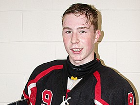 Quinte's Brady Gilmour collected his 100th point of the season during the OMHA minor bantam AAA championships on the weekend at the Sports Centre. (Paul Svoboda/The Intelligencer)