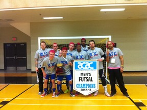 Keyano College men’s futsal team defeated the Lakeland Rustlers 5-1 to win gold Sunday afternoon. 
SUPPLIED PHOTO
