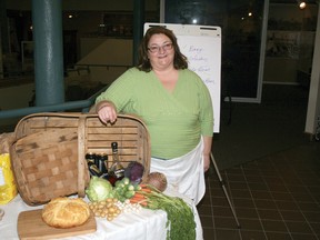 Lisa Moncrief (nee Doyle) with all the basic ingredients for a tranditional Irish dinner to celebreate St. Patrick’s Day at the We are What We Eat cooking demonstration, Lake of the Woods Museum, Saturday, March 16.
REG CLAYTON/Daily Miner and News