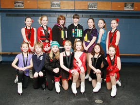 Saugeen Shores Skating Club Junior skaters participated in the Ice Dreams competition in Owen Sound on Jan. 26th and 27th. Front row left to right, Hannah Weisgerber, Matthew Tuhan, Allison Clarke, Sierra Martin, Alexa Janes, Georgia Alpajaro, Hannah Meyer. Back row left to right: Olivia La Riviere, Emily Feit, Gemma Ricks, Caprice Ricks, Devan Baker, Victoria La Riviere, Oliva Weigand. Absent from photo are Gus Bolton and Laura McLauchlin.