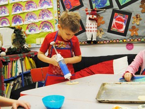 Sawyer Barembruch decorates Christmas cookies in his kindergarten class on Dec. 20 at Pat Hardy Primary School. Terry Marshall, principal of Pat Hardy, said Kindergarten is often very helpful in preparing students for their early school years.
Barry Kerton | Whitecourt Star