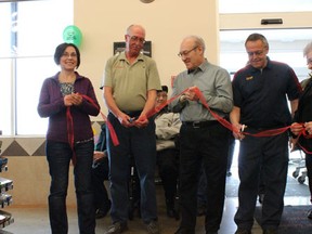 There was a ribbon cutting for the new St. Brieux location of the Prairie North Co-Op on Friday, March 15. (L to R)  Pauline Boyer, Kerry Wilson, Paul LeRay, Lorne Piatt and Marie-Lou Rouault.